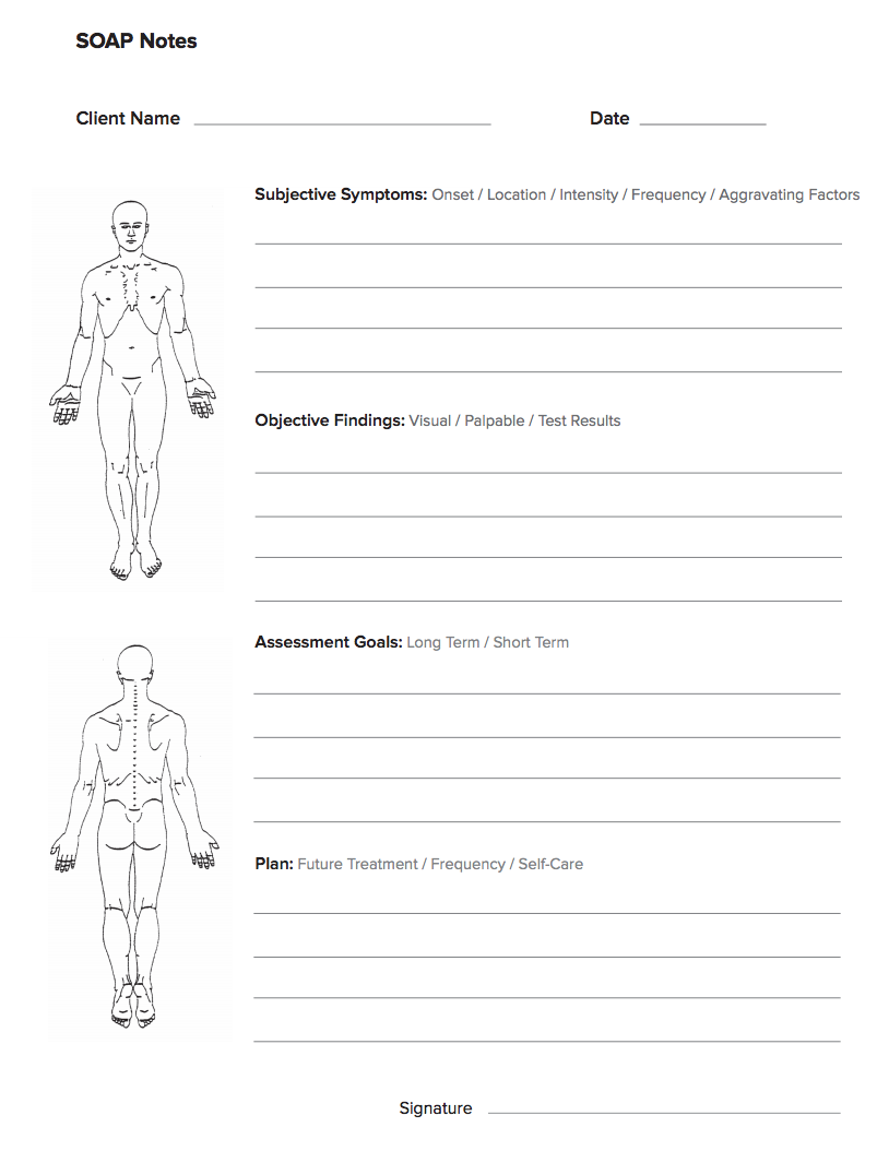 Free Massage Soap Notes Forms Massagebook